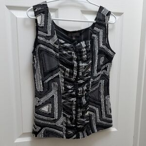 Picadilly Fashion Black and Gray Geometric Tank Top